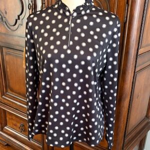 Chic Polka Dot Long Sleeve Top - Black and White